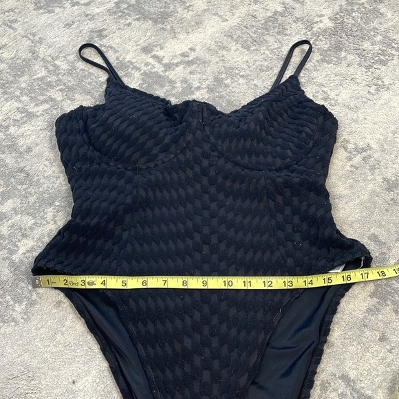 New Good American Black Jacquard Show Off One Piece Swimsuit Underwire Sz 5 - Picture 12 of 16